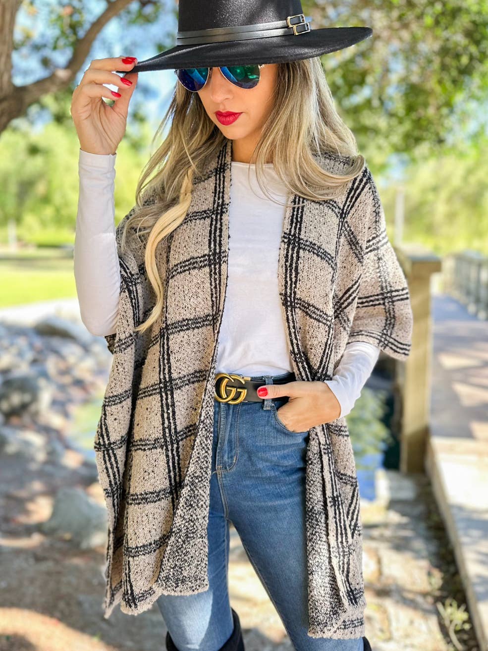 Oatmeal Plaid Cardigan