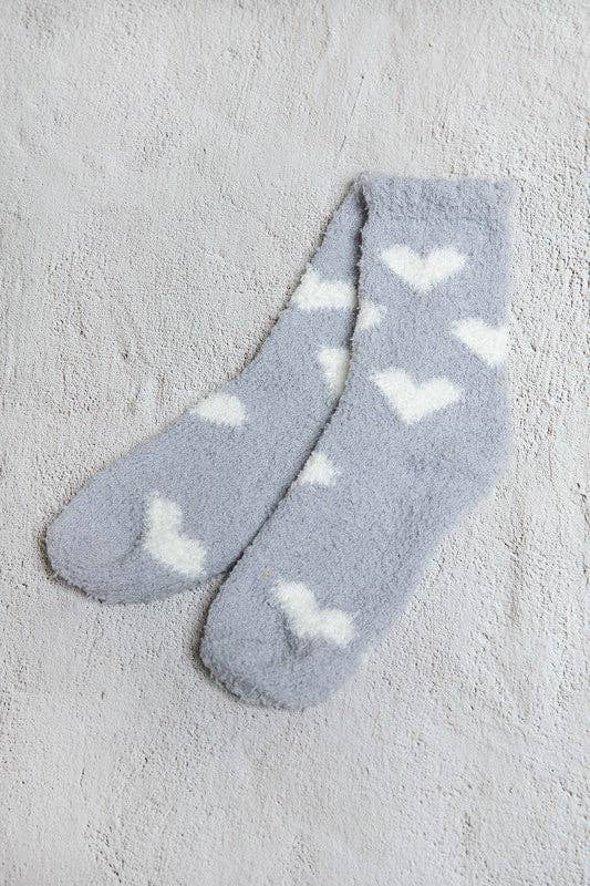 WARM FLEECE PLUSH HEART FUZZY SOCKS GREY