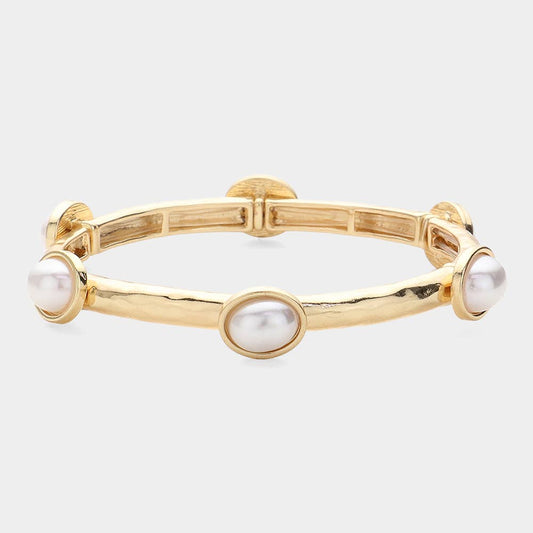 Oval Pearl Stretch Bracelet