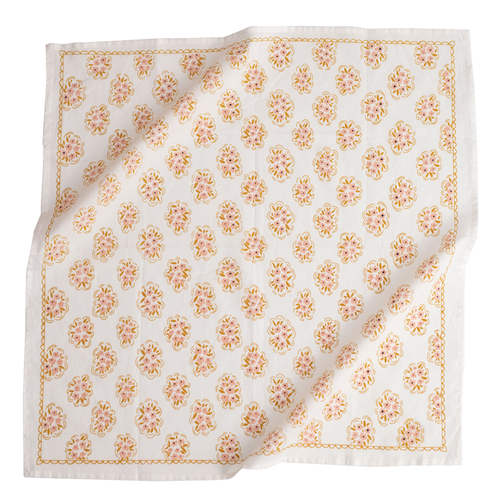 Pink Floral Scalloped Edge Bandana