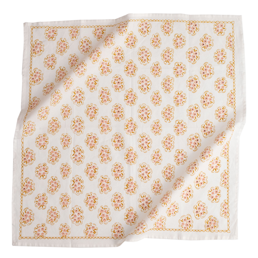 Pink Floral Scalloped Edge Bandana