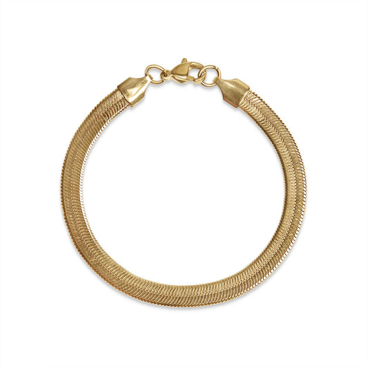 18K Gold Herringbone Chain Bracelet: 7.5" / 5.5mm