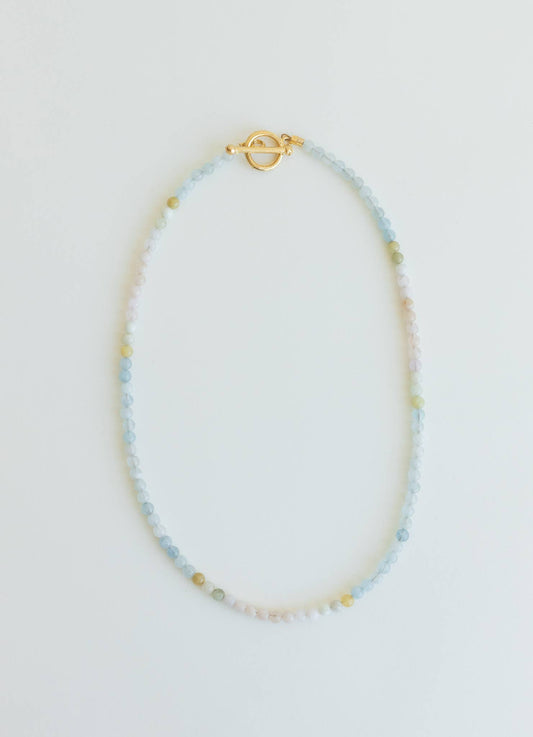Aquamarine mini beaded necklace