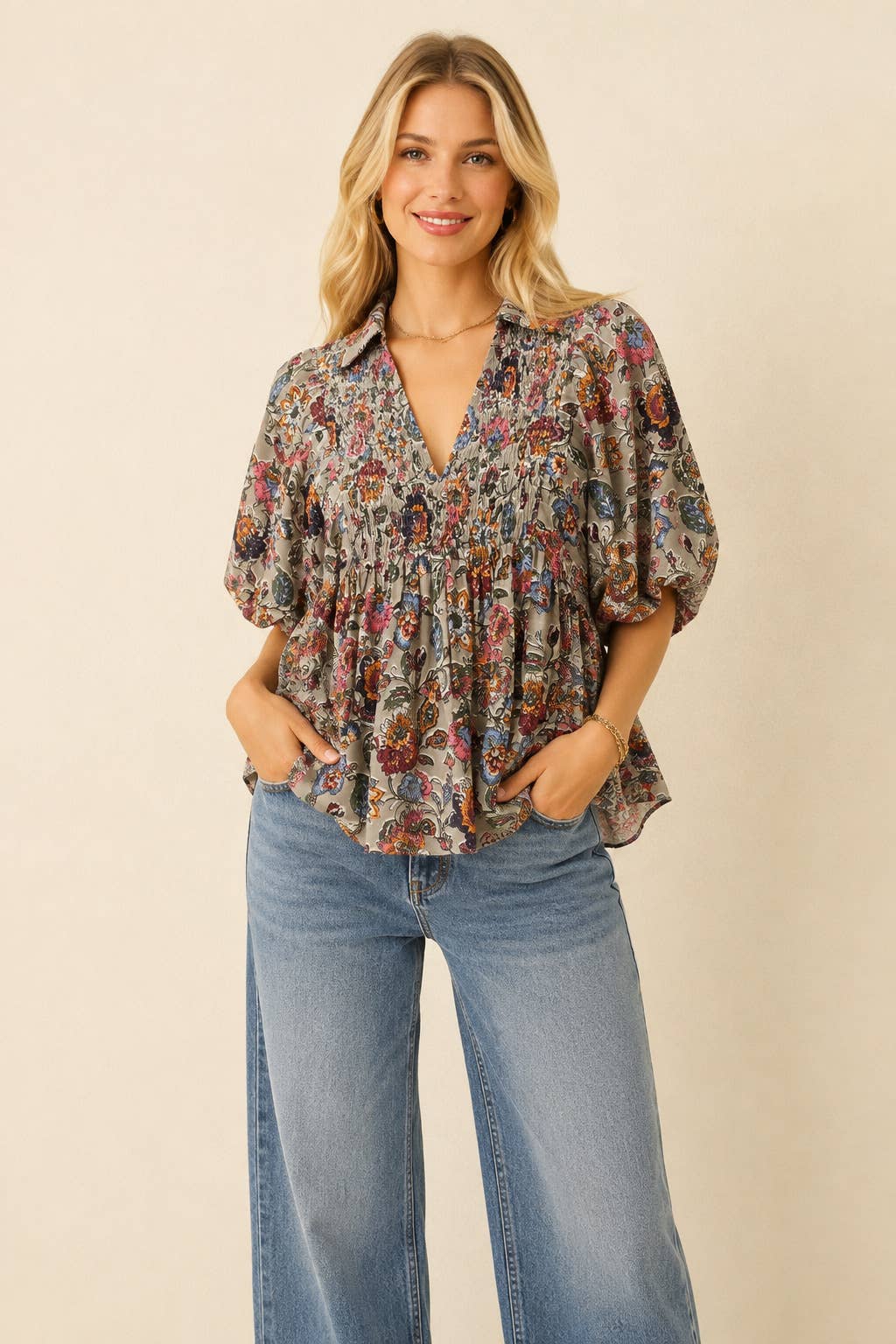 Floral Smocked Top