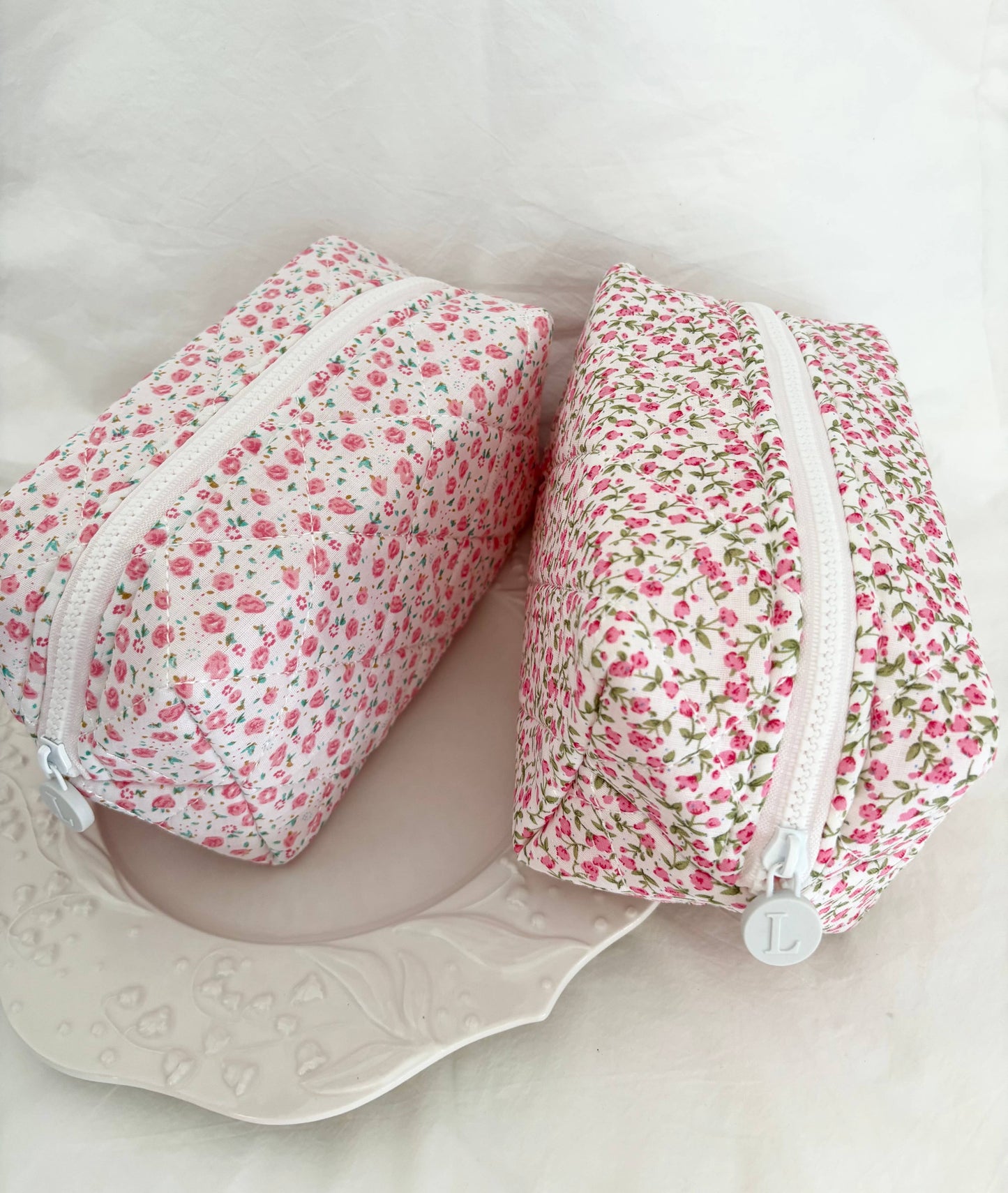 Quilted Floral  Make up Bags