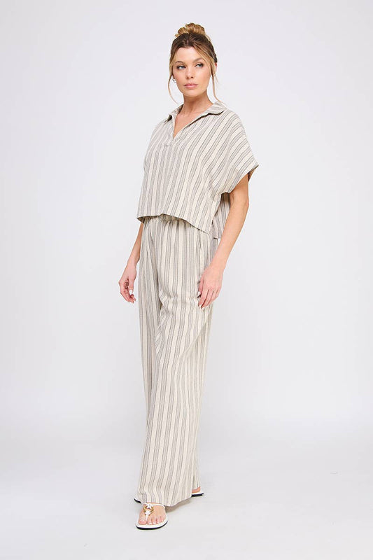 Striped Cropped Pant Set