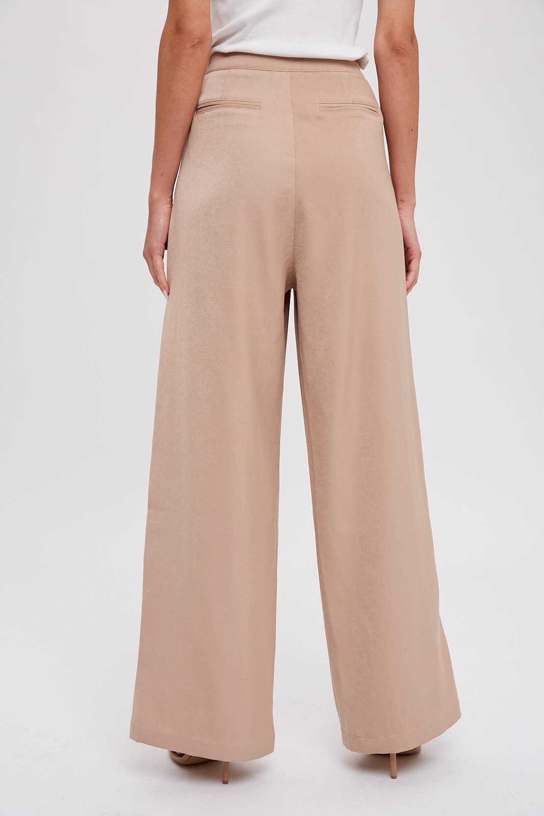 Pintuck Wide Leg Pants Taupe