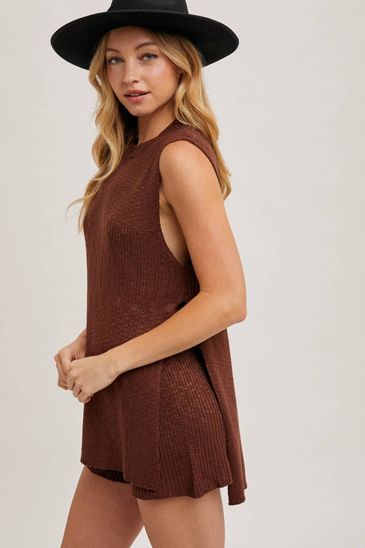 Chocolate Short Knit Sweater Set