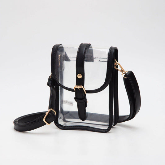 Buckle Strap Mini Crossbody Bag: Black