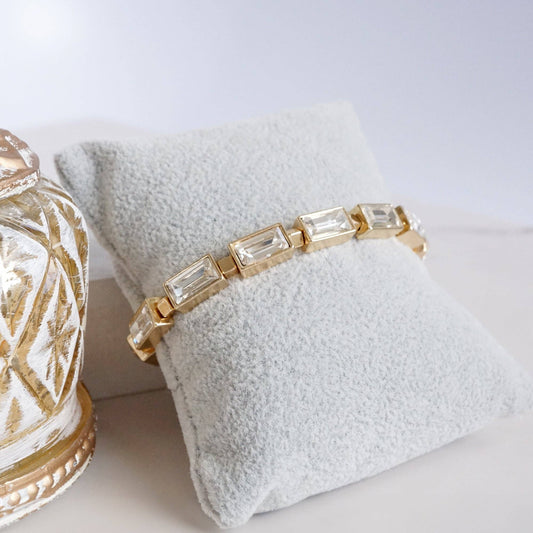 Stretchy Stackable Clear Rectangle Crystals Bracelet