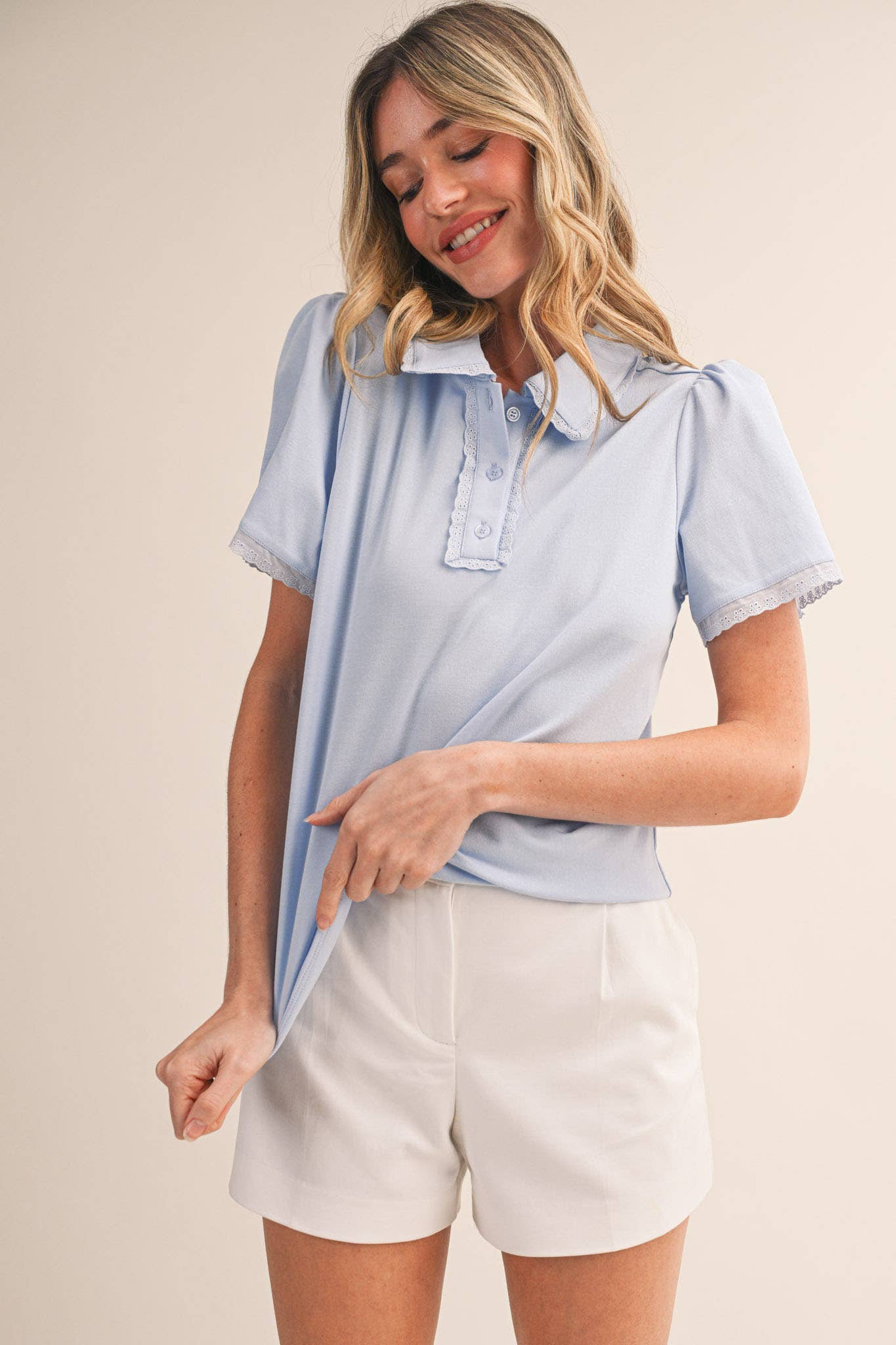 Lace Trim Polo