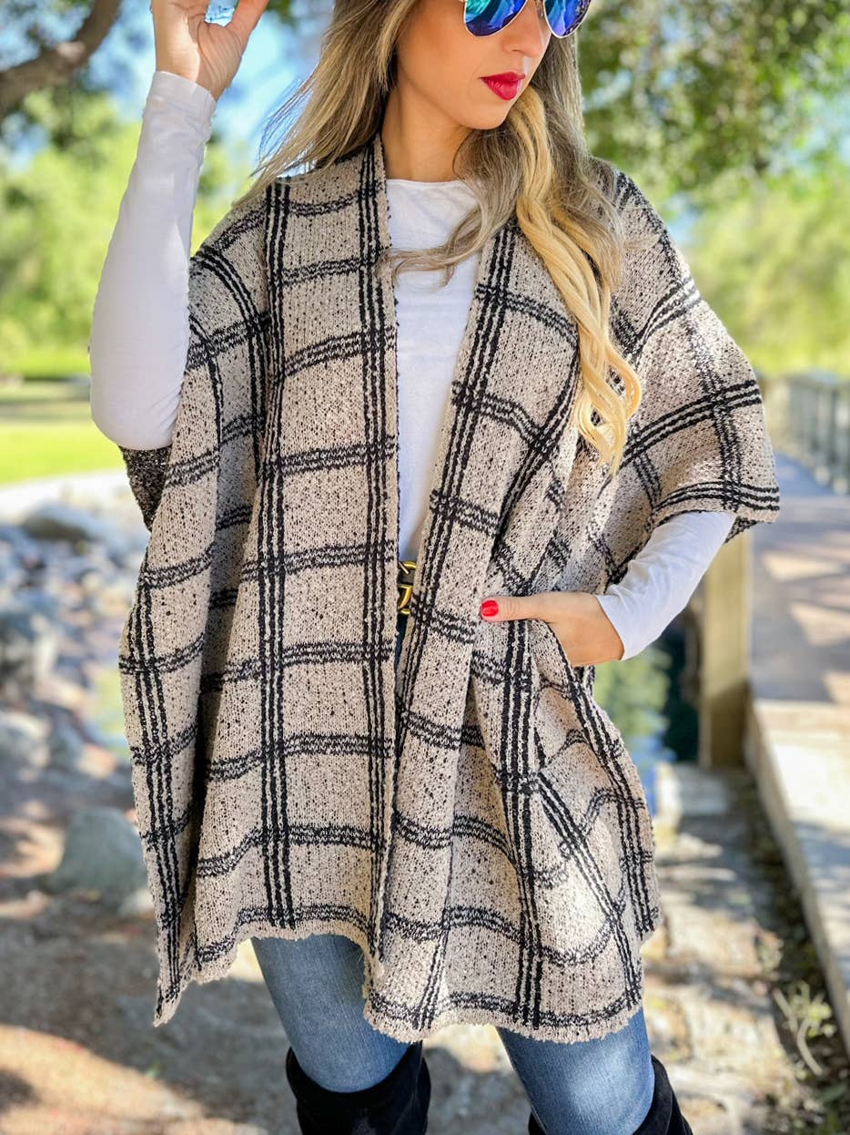 Oatmeal Plaid Cardigan