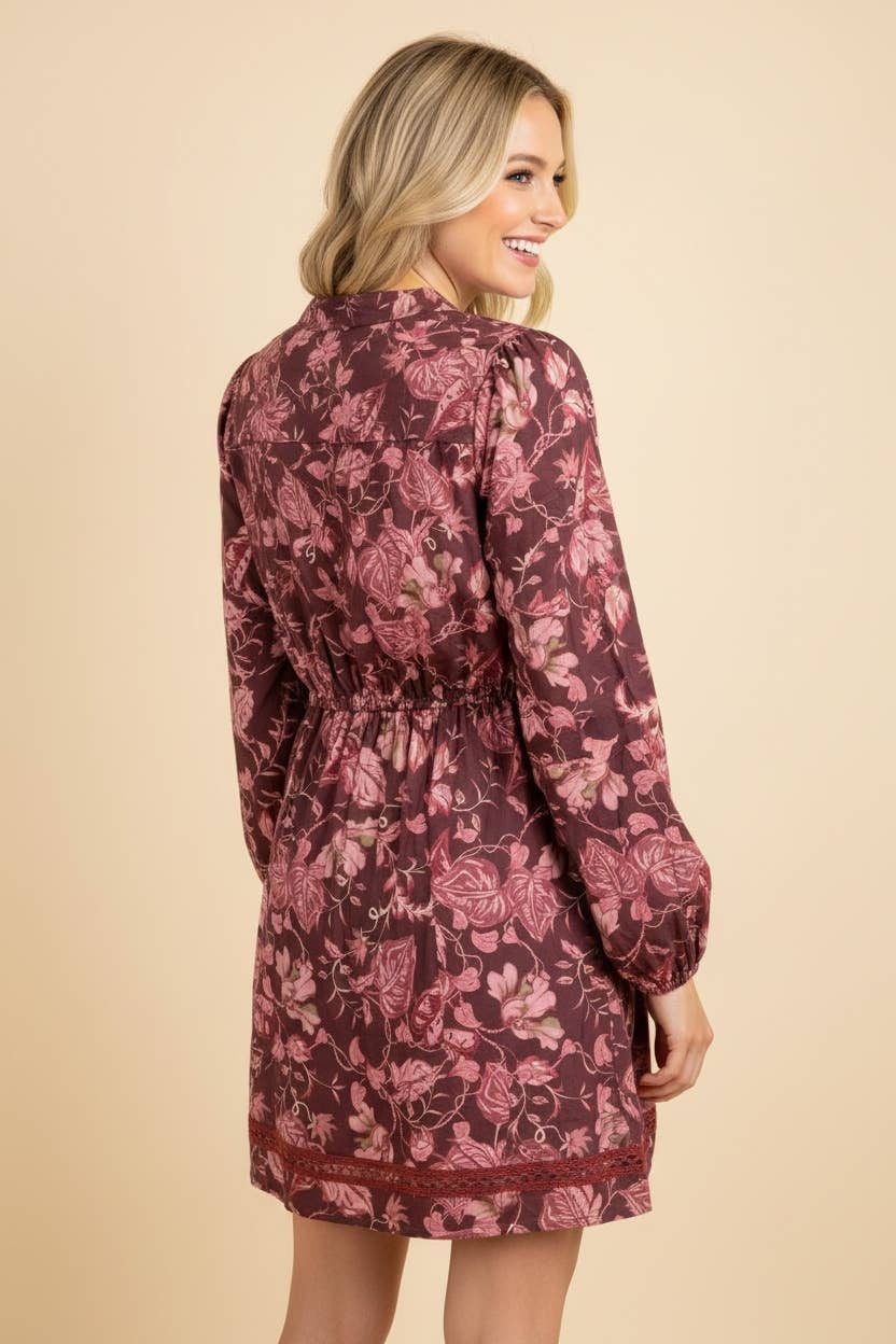 Magenta Floral Mini Dress
