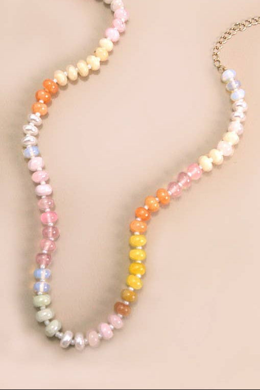 Soft Color Natural Glass Necklace