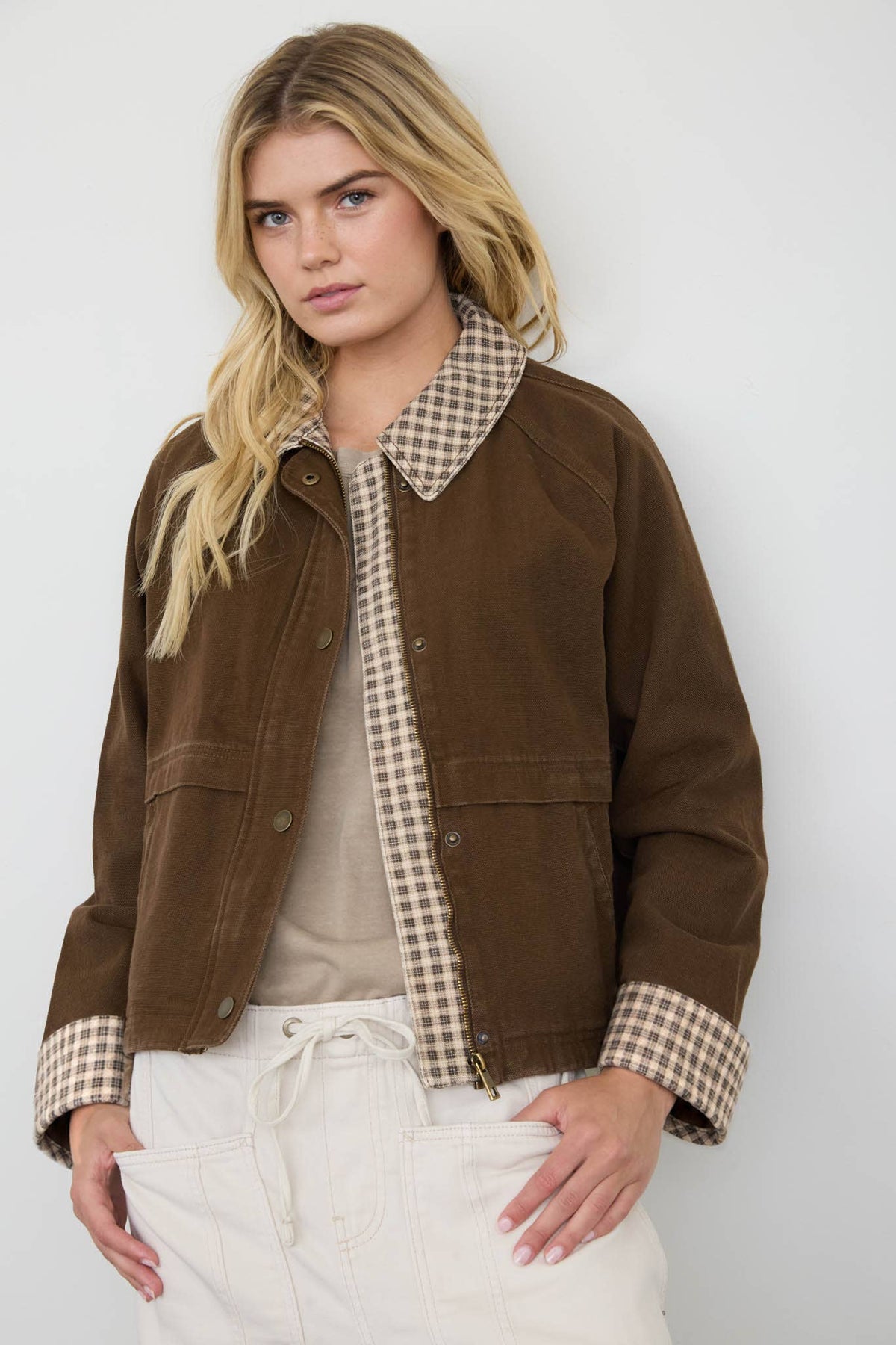 GINGHAM COLLAR JACKET