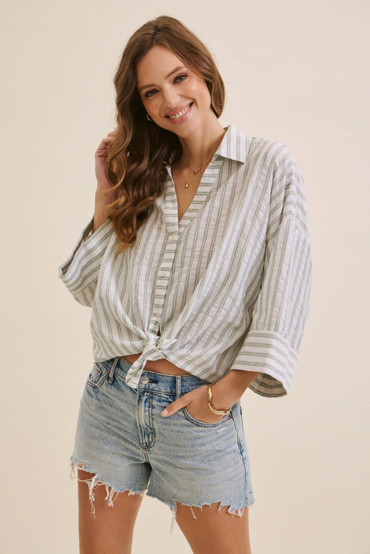 Green Stripe Button Down