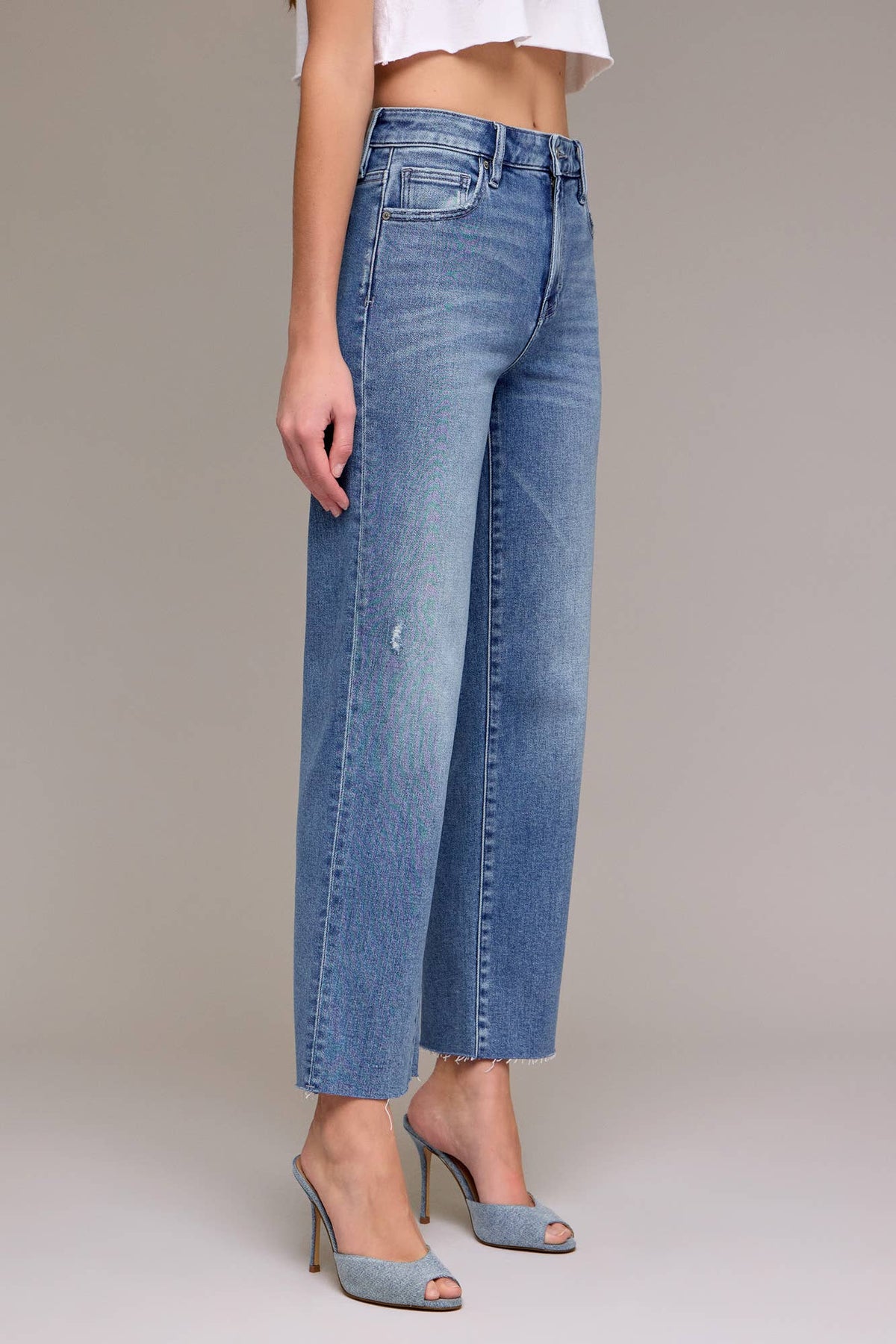 Medium Wash High Rise Straight Jeans